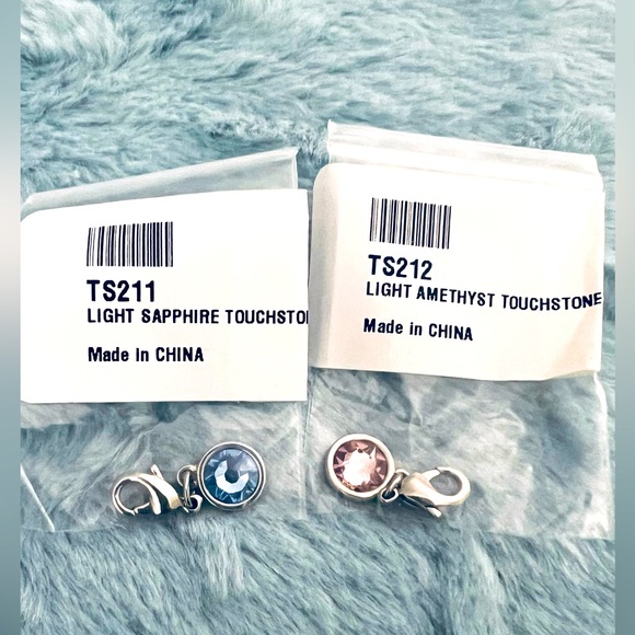 Set of 2 Touchstone Crystal by Swarovski Charms, Light Amethyst/Light Sapphire - Picture 2 of 2